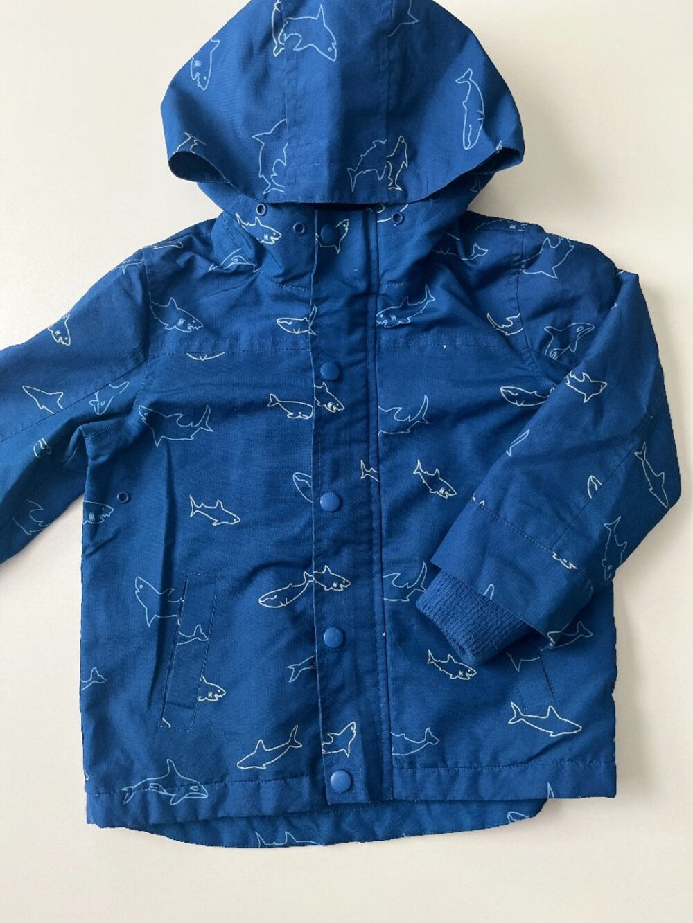 Toddler boys, 4T, blue shark AOP lined spring jacket, snap & zipper, Joe Fresh